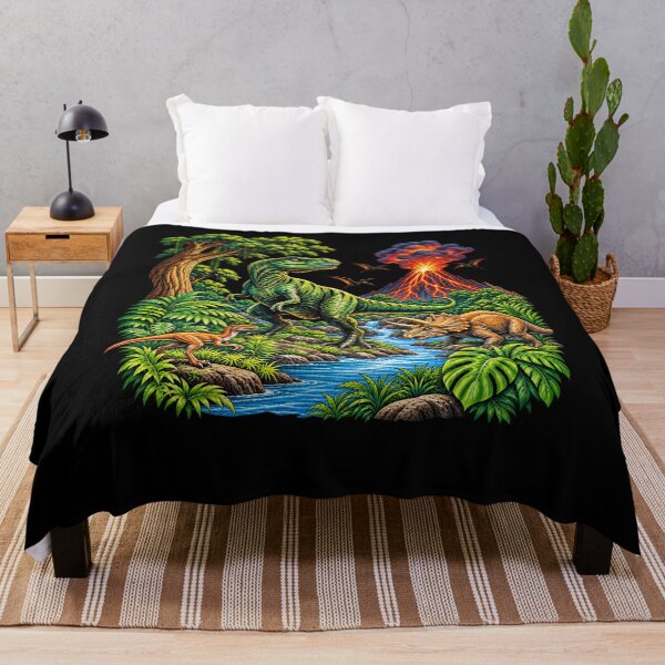 Item preview, Vintage Dinosaur 90s T Rex and Triceratops Volcano Nature designed and sold by AmberWild.