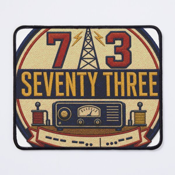 Item preview, Seventy Three Morse Code Greeting Radio Patch Emblem designed and sold by BoosterShop.