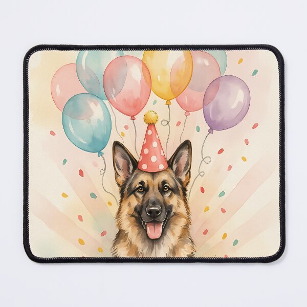 Item preview, German Shepherd Birthday Party Watercolor Illustration designed and sold by SellingWSarah17.