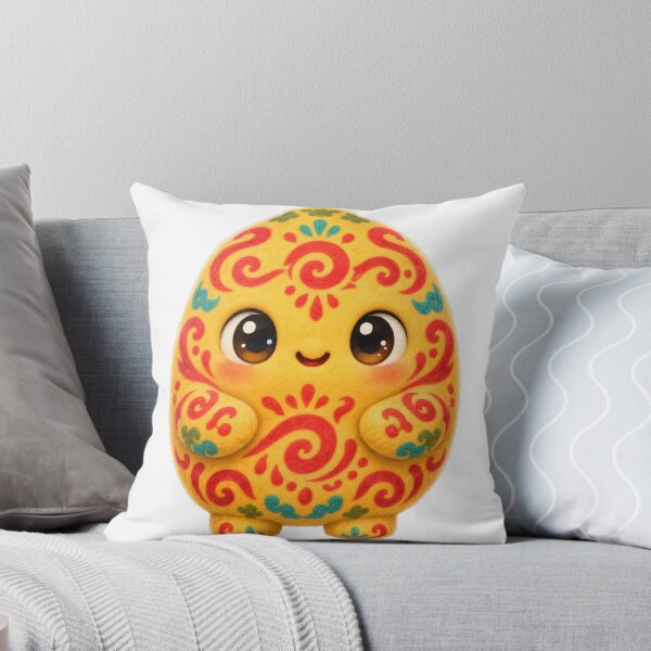 Item preview, Cute Mascot Shaped Like a Yellow Paper Talisman Scroll Covered in Red Cinnabar Brush Symbols — Marker-style Digital Illustration designed and sold by radou88.
