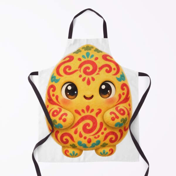 Item preview, Cute Mascot Shaped Like a Yellow Paper Talisman Scroll Covered in Red Cinnabar Brush Symbols — Marker-style Digital Illustration designed and sold by radou88.