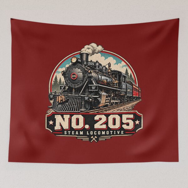 Item preview, No. 205 Steam Locomotive Vintage Train T-Shirt Design designed and sold by TZehrfeldPhotos.