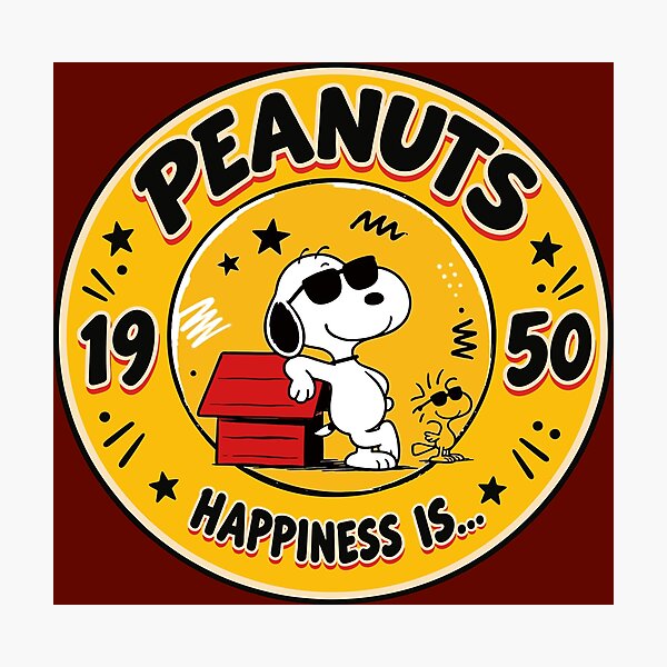 Item preview, Snoopy Joe Cool and Woodstock Retro Yellow Badge - Peanuts Comic Art two designed and sold by killem667.