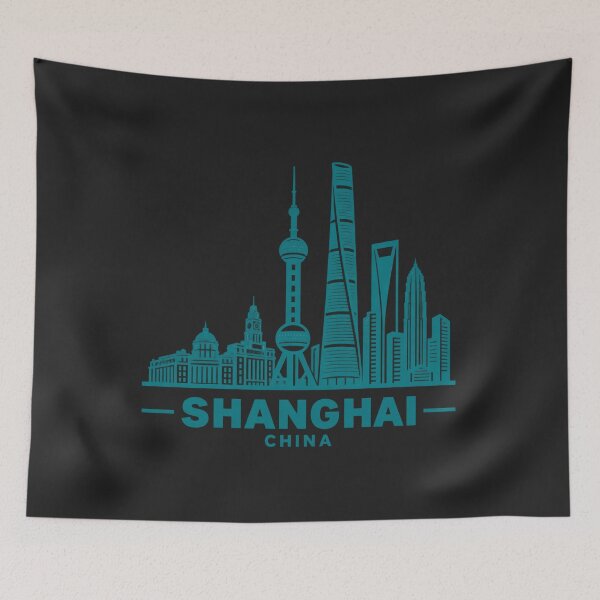 Item preview, Shanghai China Line Art Skyline Poster designed and sold by CMYKStudio.