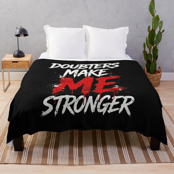 Item preview, DOUBTERS MAKE ME STRONGER - Red White Grunge Brush Streetwear designed and sold by VYBE DARK Studio.