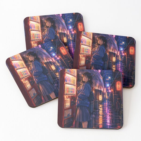Item preview, Rainy Night Tokyo Vending Machine Anime Girl designed and sold by vekotpu.