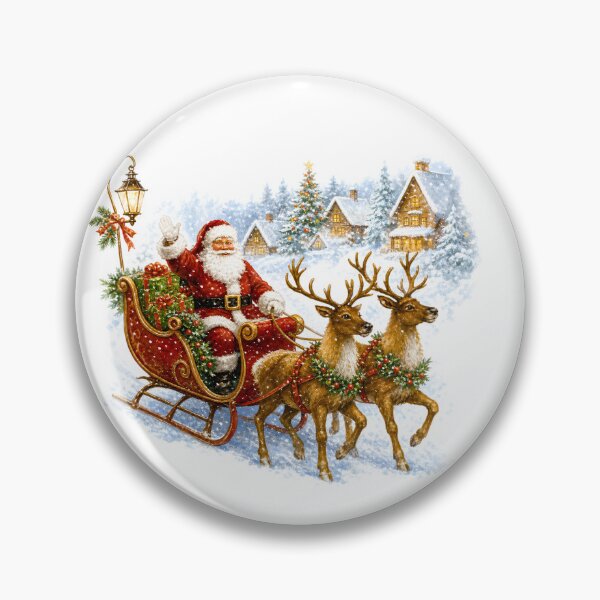 Item preview, Classic Vintage Santa Claus Sleigh Reindeer Snowy Village Holiday designed and sold by DYAFLK.