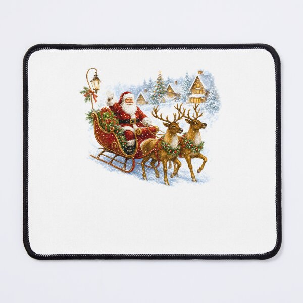 Item preview, Classic Vintage Santa Claus Sleigh Reindeer Snowy Village Holiday designed and sold by DYAFLK.