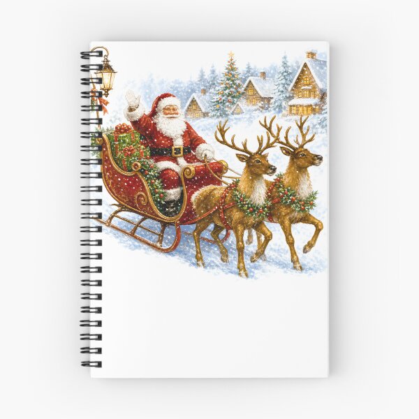 Item preview, Classic Vintage Santa Claus Sleigh Reindeer Snowy Village Holiday designed and sold by DYAFLK.