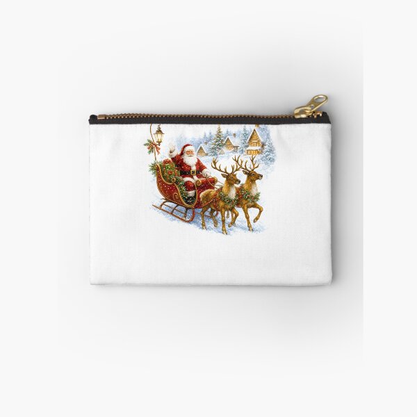 Item preview, Classic Vintage Santa Claus Sleigh Reindeer Snowy Village Holiday designed and sold by DYAFLK.