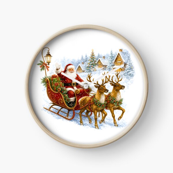 Item preview, Classic Vintage Santa Claus Sleigh Reindeer Snowy Village Holiday designed and sold by DYAFLK.