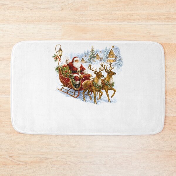 Item preview, Classic Vintage Santa Claus Sleigh Reindeer Snowy Village Holiday designed and sold by DYAFLK.