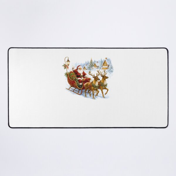 Item preview, Classic Vintage Santa Claus Sleigh Reindeer Snowy Village Holiday designed and sold by DYAFLK.