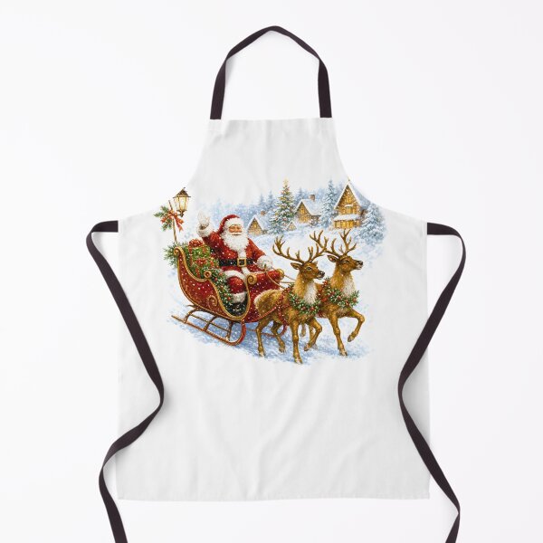 Item preview, Classic Vintage Santa Claus Sleigh Reindeer Snowy Village Holiday designed and sold by DYAFLK.