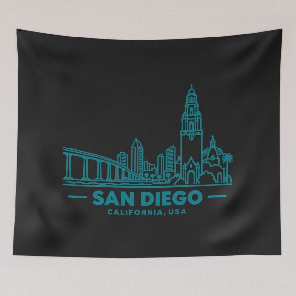 Item preview, San Diego California USA Line Art Skyline Poster designed and sold by CMYKStudio.