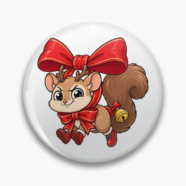 Artikelvorschau, Cute Christmas Squirrel with Red Bows and Bell | Festive Woodland Holiday entworfen und verkauft von MrDev.