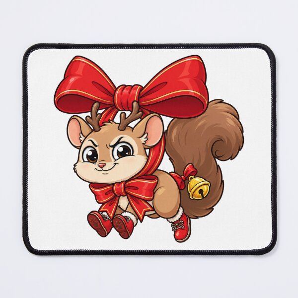 Item preview, Cute Christmas Squirrel with Red Bows and Bell | Festive Woodland Holiday designed and sold by MrDev.