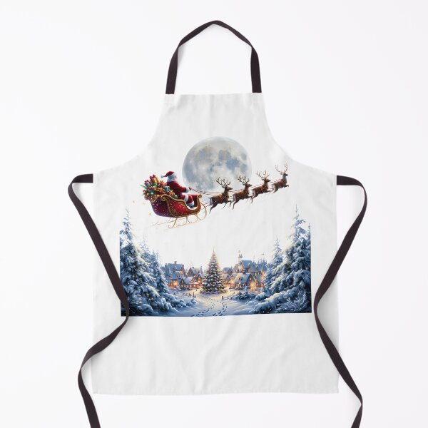 Item preview, Magical Santa Sleigh Reindeer Full Moon Snowy Village Christmas designed and sold by DYAFLK.