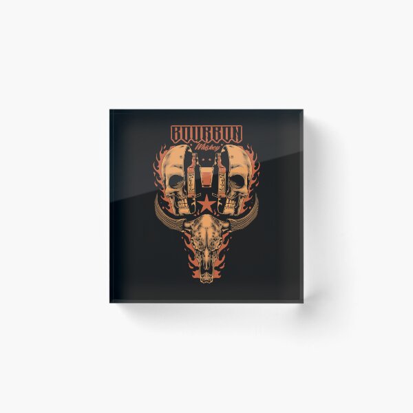 Item preview, Bourbon Whiskey Skull Vintage Western Bar Drinking T-Shirt Design designed and sold by phsycartwork.