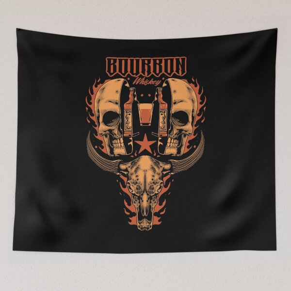 Item preview, Bourbon Whiskey Skull Vintage Western Bar Drinking T-Shirt Design designed and sold by phsycartwork.