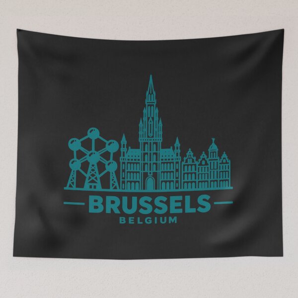 Item preview, Brussels Belgium Line Art Skyline Poster designed and sold by CMYKStudio.