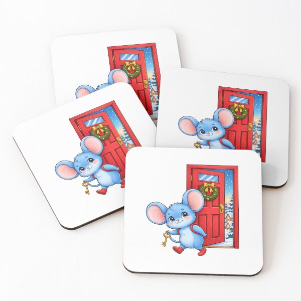 Item preview, Cute Christmas Mouse with Golden Key | Kawaii Winter Door Holiday Adventure designed and sold by MrDev.