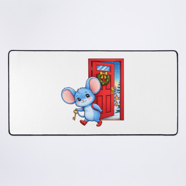Item preview, Cute Christmas Mouse with Golden Key | Kawaii Winter Door Holiday Adventure designed and sold by MrDev.