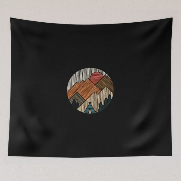 Item preview, Retro Mountain Sunset Teepee Circle Graphic designed and sold by helencacu.