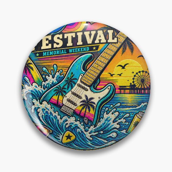 Item preview, US Festival Retro Guitar Surf Sunset San Bernardino-1 designed and sold by SusanArlene.