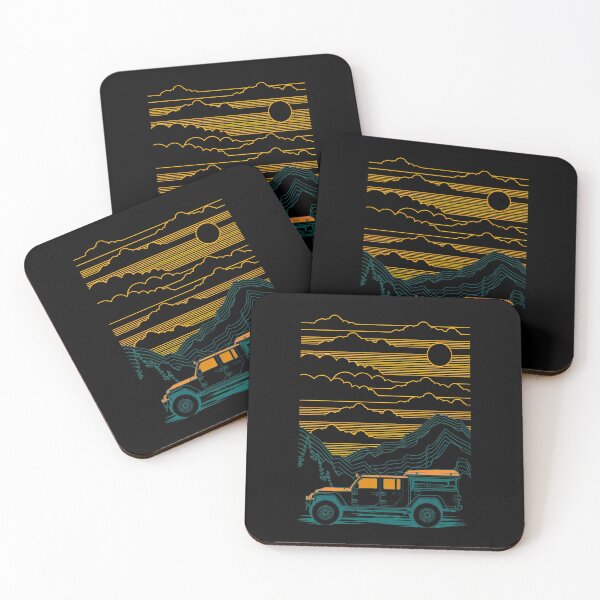 Item preview, Retro Offroad Vehicle Mountain Sunset Line Art Design designed and sold by helencacu.