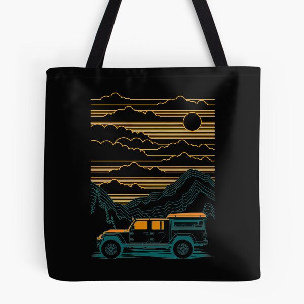 Item preview, Retro Offroad Vehicle Mountain Sunset Line Art Design designed and sold by helencacu.