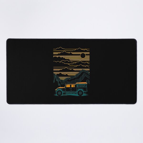 Item preview, Retro Offroad Vehicle Mountain Sunset Line Art Design designed and sold by helencacu.