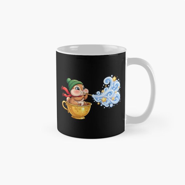 Item preview, Cute Christmas Mouse in Golden Teacup | Kawaii Winter Magic Mouse designed and sold by MrDev.