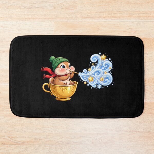 Item preview, Cute Christmas Mouse in Golden Teacup | Kawaii Winter Magic Mouse designed and sold by MrDev.