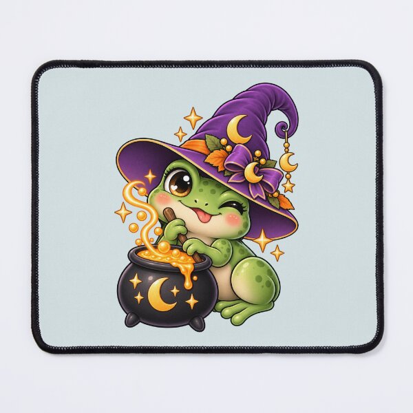 Item preview, Cute Witch Frog – Kawaii Halloween Frog with Cauldron designed and sold by HO•Designs.