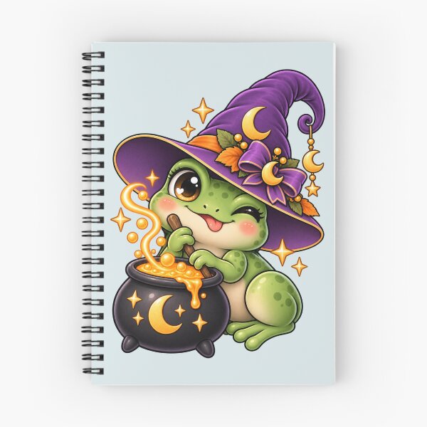 Item preview, Cute Witch Frog – Kawaii Halloween Frog with Cauldron designed and sold by HO•Designs.