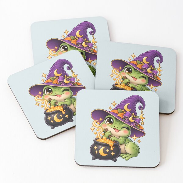 Item preview, Cute Witch Frog – Kawaii Halloween Frog with Cauldron designed and sold by HO•Designs.