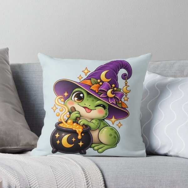 Item preview, Cute Witch Frog – Kawaii Halloween Frog with Cauldron designed and sold by HO•Designs.