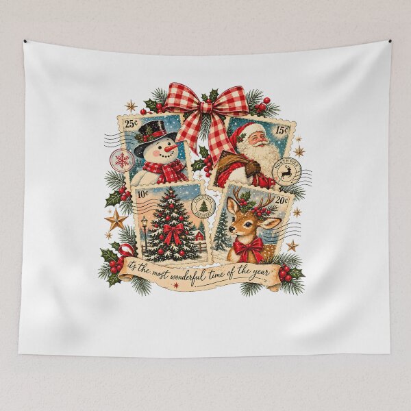 Item preview, Vintage Christmas Postage Stamps Santa Snowman Reindeer Holiday designed and sold by DYAFLK.