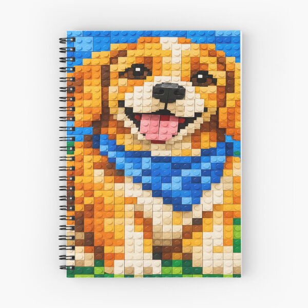 Item preview, Colorful Golden Retriever Dog Made of Building Blocks – Cute Animal Pixel Art designed and sold by WildWhimsy Art.
