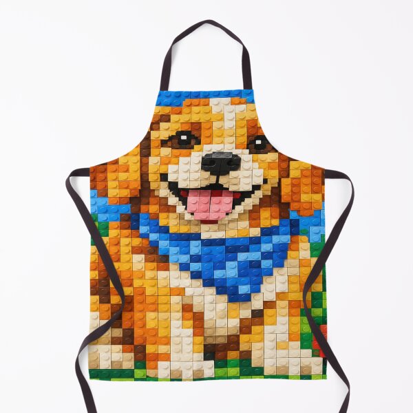 Item preview, Colorful Golden Retriever Dog Made of Building Blocks – Cute Animal Pixel Art designed and sold by WildWhimsy Art.