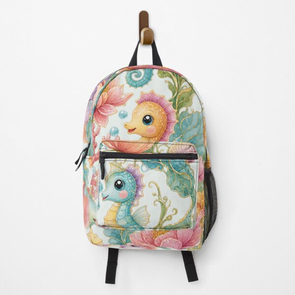 Item preview, Vintage Seahorse Floral Coastal Pattern designed and sold by Rosie's Wildflower Boutique.