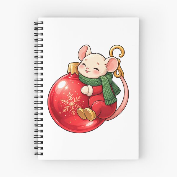 Item preview, Cute Christmas Mouse Ornament | Kawaii Holiday Mouse with Red Bauble designed and sold by MrDev.
