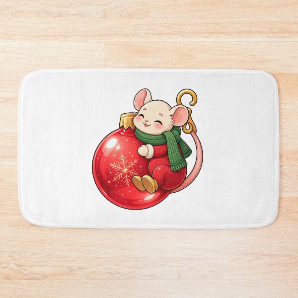 Item preview, Cute Christmas Mouse Ornament | Kawaii Holiday Mouse with Red Bauble designed and sold by MrDev.