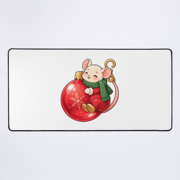Item preview, Cute Christmas Mouse Ornament | Kawaii Holiday Mouse with Red Bauble designed and sold by MrDev.