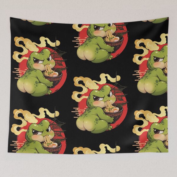 Item preview, Grumpy Frog Eating Ramen designed and sold by tellia-kallisto.