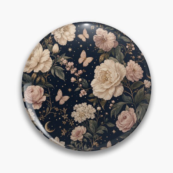 Item preview, Vintage Moon Roses Butterflies Floral Pattern designed and sold by Rosie's Wildflower Boutique.