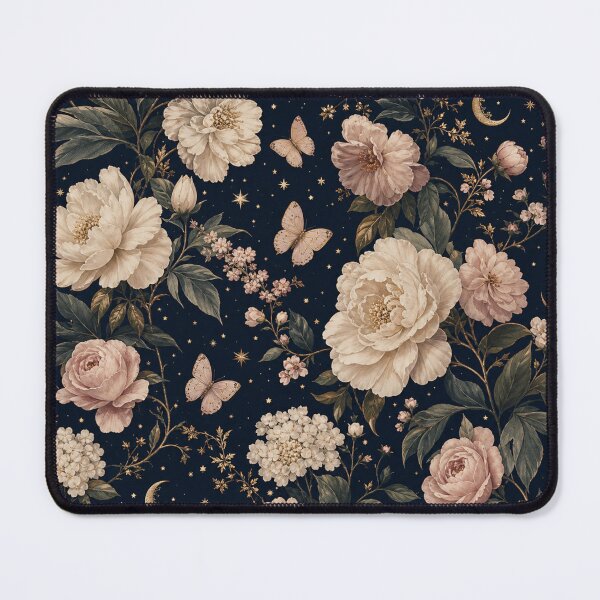 Item preview, Vintage Moon Roses Butterflies Floral Pattern designed and sold by Rosie's Wildflower Boutique.