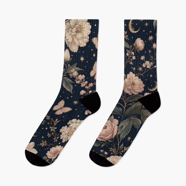 Item preview, Vintage Moon Roses Butterflies Floral Pattern designed and sold by Rosie's Wildflower Boutique.