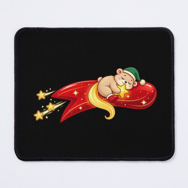 Item preview, Sleepy Christmas Mouse on Magical Star | Cute Kawaii Holiday Mouse designed and sold by MrDev.